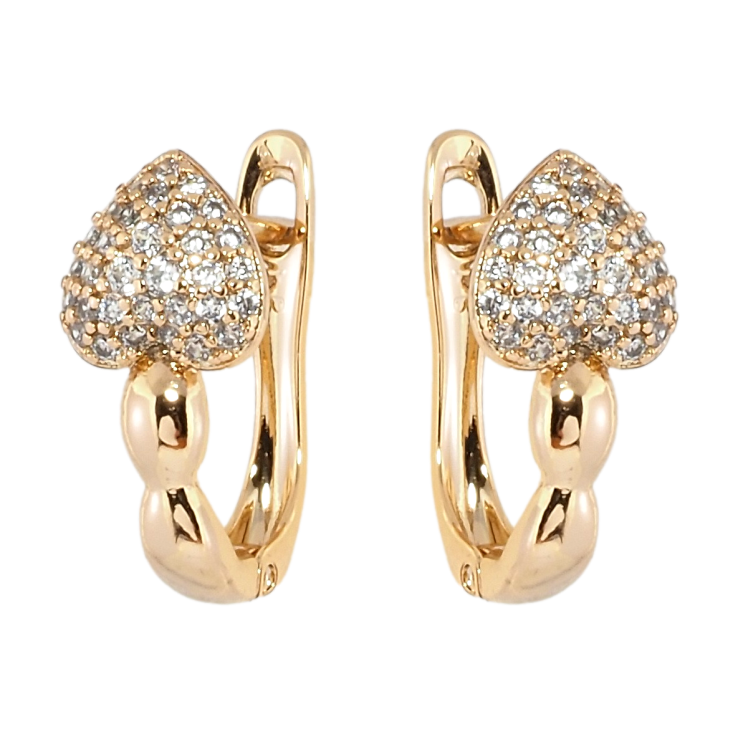 Серьги Xuping Позолота 18K английский замок Сердечки инкрустация цирконием фото №8