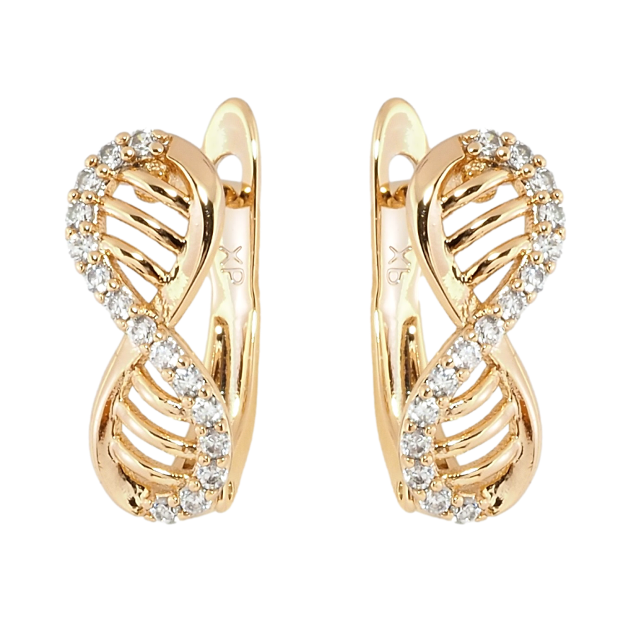 Серьги Xuping Позолота 18K английский замок Восьмерки с цирконием фото №1