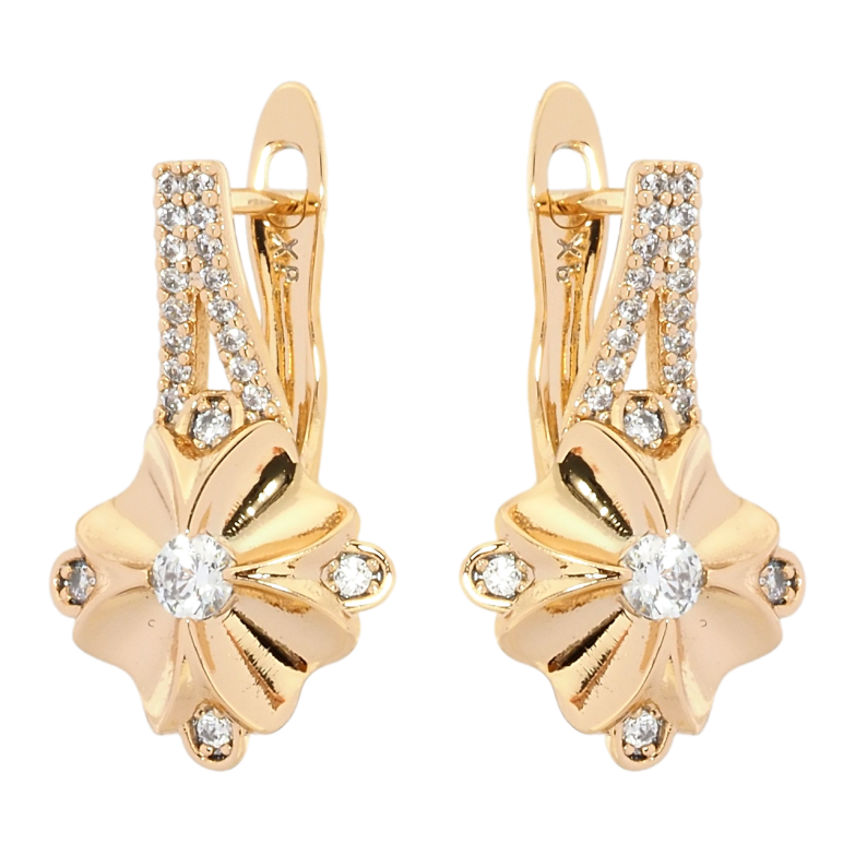 Сережки Xuping Позолота 18K англійський замок Квіточки з цирконієм фото №1