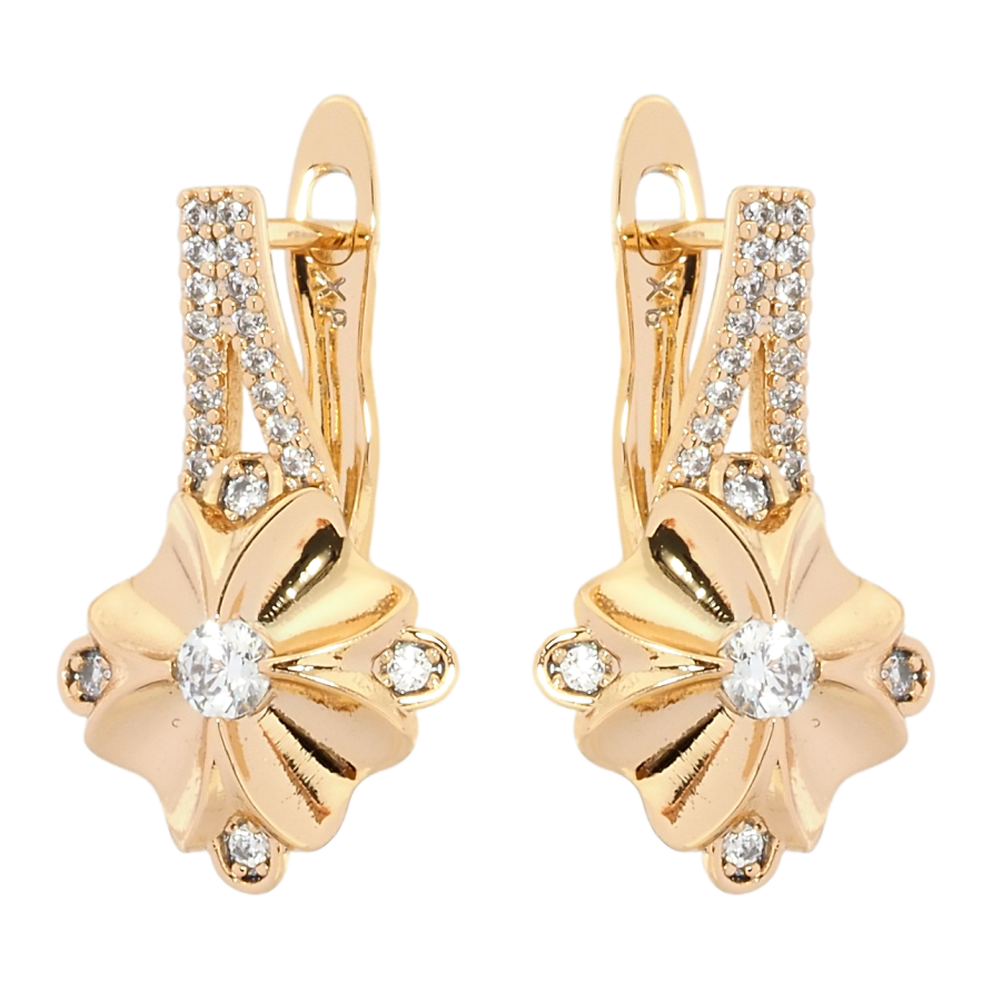 Сережки Xuping Позолота 18K англійський замок Квіточки з цирконієм фото №1