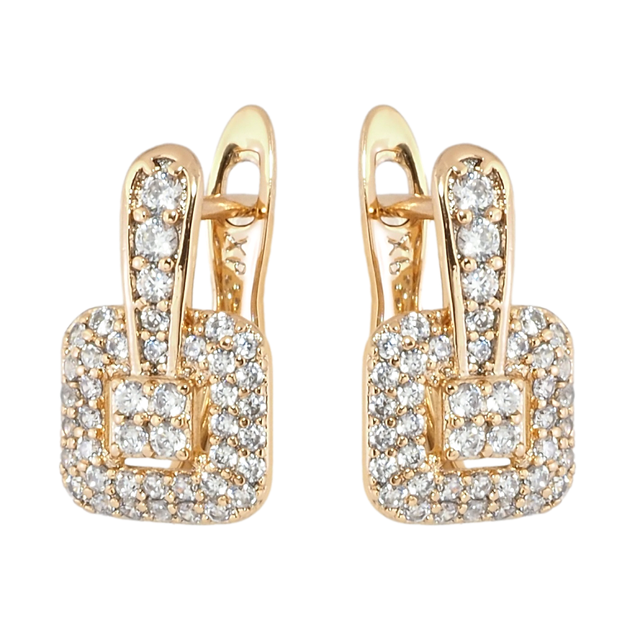Сережки Xuping Позолота 18K англійський замок Інкрустація цирконієм фото №1