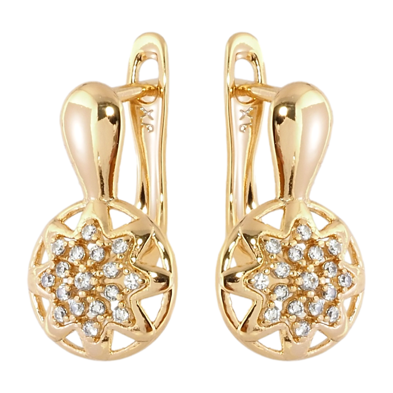 Серьги Xuping Позолота 18K английский замок Звезды с цирконием фото №1