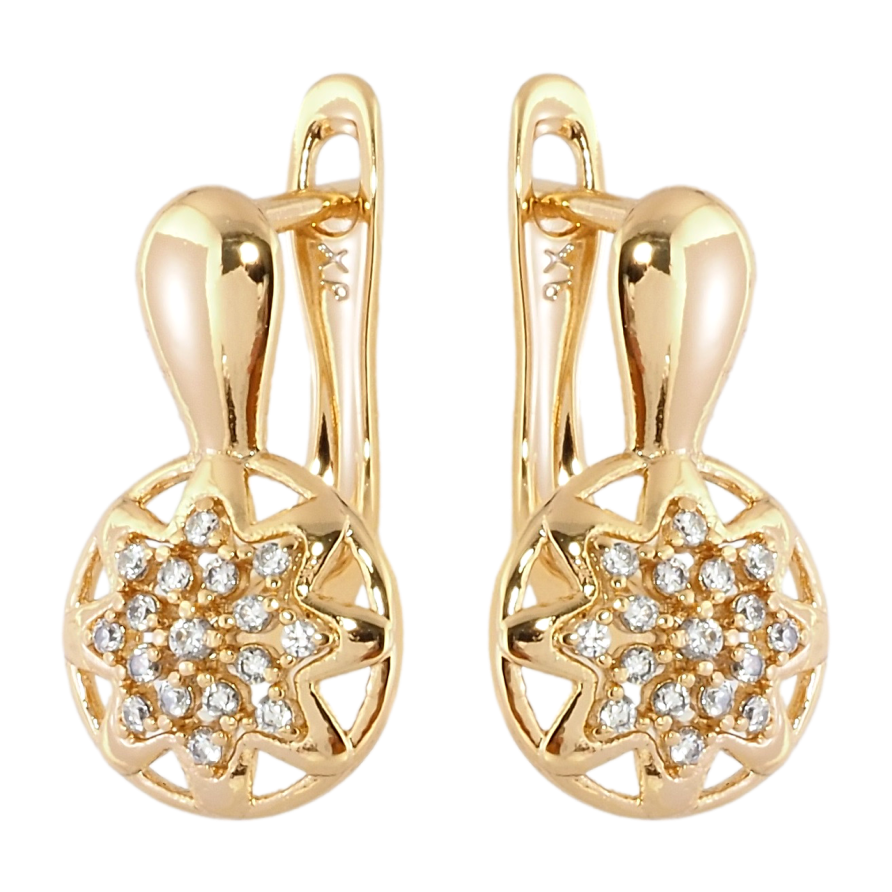 Сережки Xuping Позолота 18K англійський замок Зірки з цирконієм фото №1