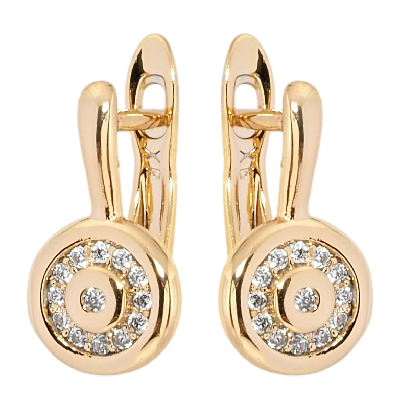 Серьги Xuping Позолота 18K английский замок Круги с цирконием фото №1