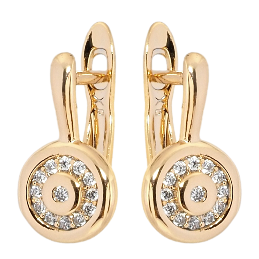 Серьги Xuping Позолота 18K английский замок Круги с цирконием фото №1