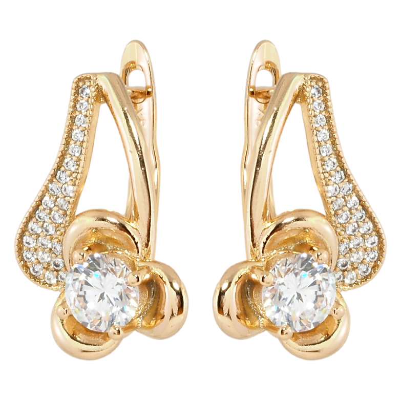Серьги Xuping Позолота 18K английский замок Цветочки с инкрустацией цирконием фото №1
