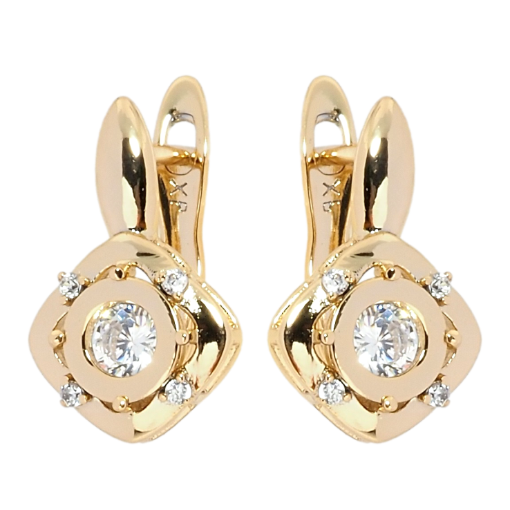 Серьги Xuping Позолота 18K английский замок Ромбы с цирконием фото №10