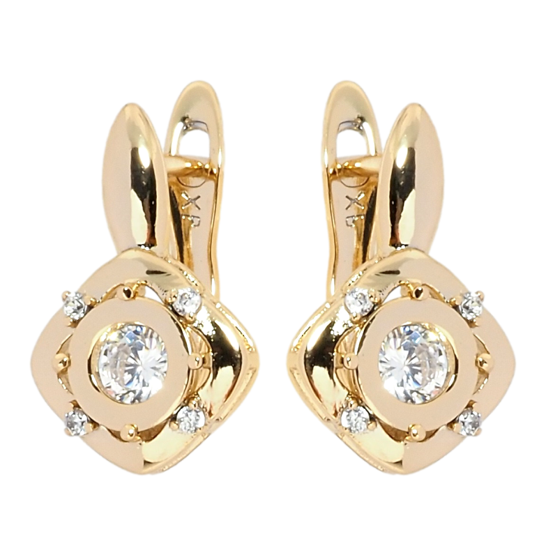 Сережки Xuping Позолота 18K англійський замок Ромби з цирконієм фото №1