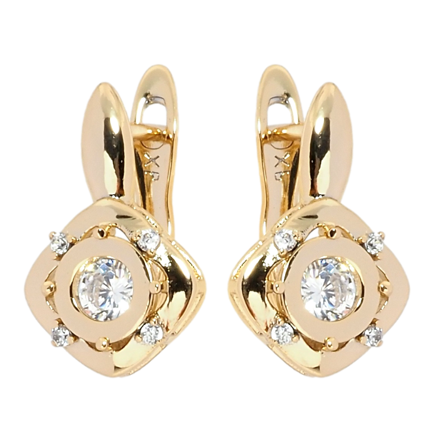 Серьги Xuping Позолота 18K английский замок Ромбы с цирконием фото №1