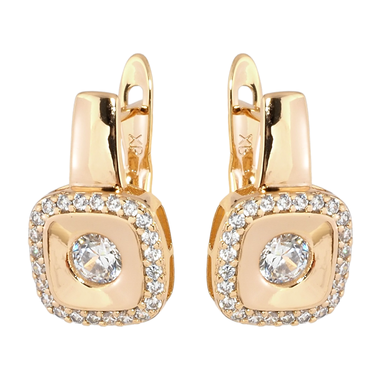 Серьги Xuping Позолота 18K английский замок Квадраты с цирконием фото №13