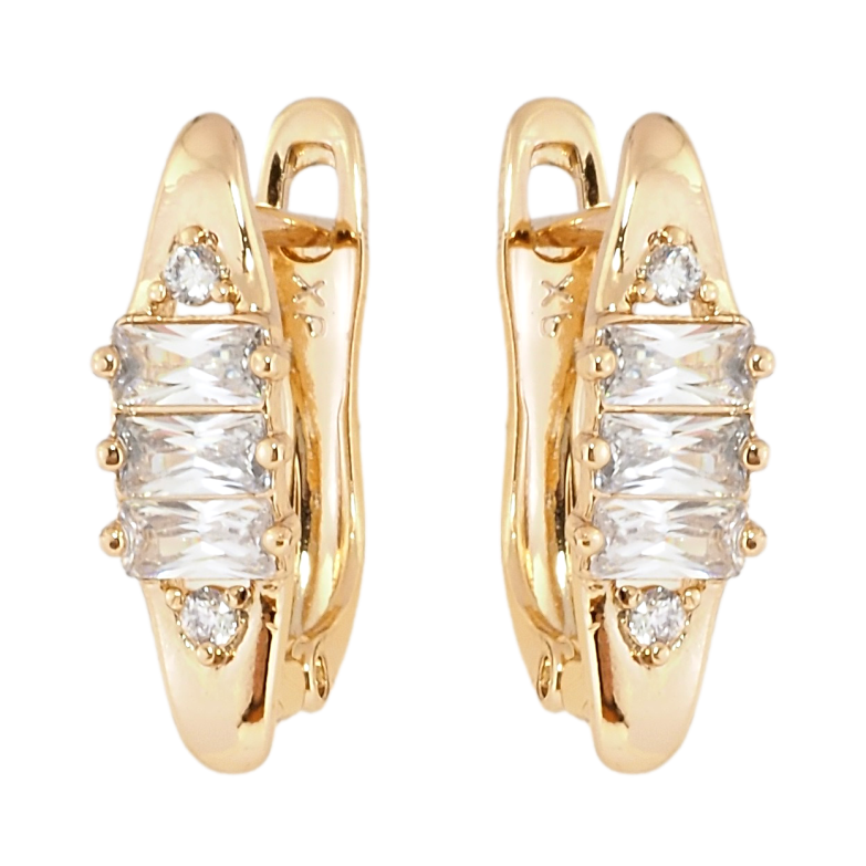 Серьги Xuping Позолота 18K английский замок Узор с цирконием фото №1
