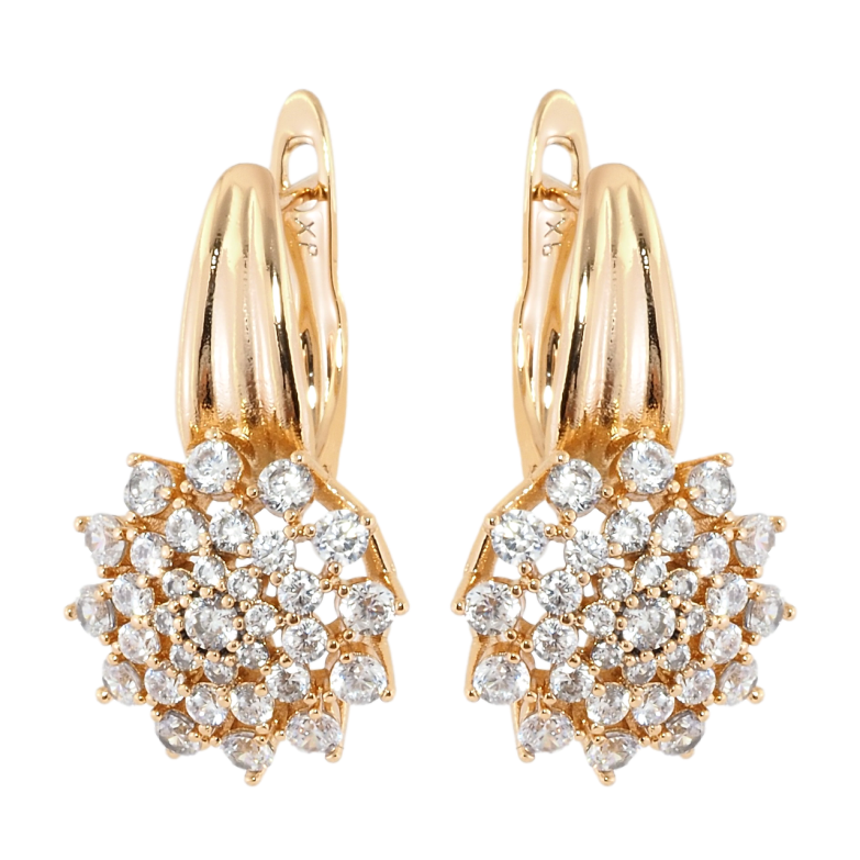 Сережки Xuping Позолота 18K англійський замок Квіти інкрустація цирконієм фото №1