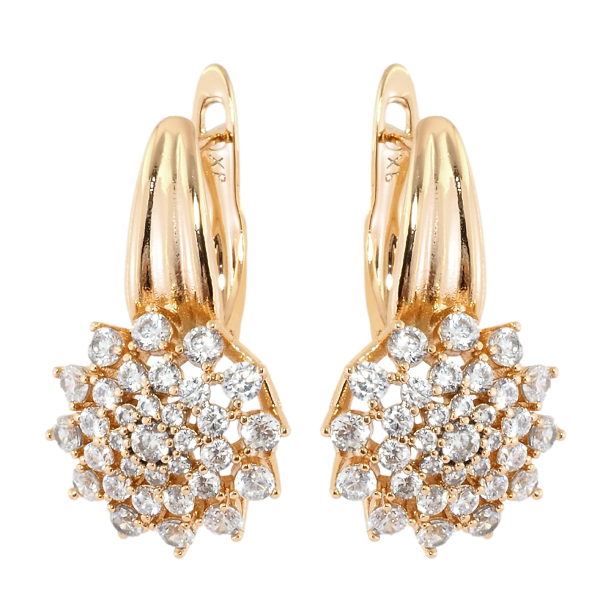 Сережки Xuping Позолота 18K англійський замок Квіти інкрустація цирконієм фото №1