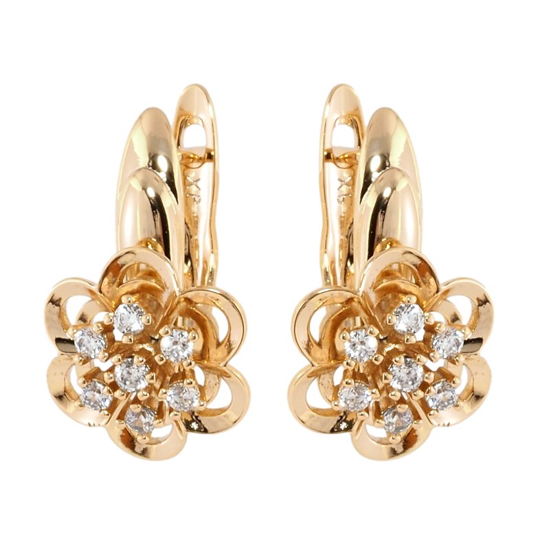 Серьги Xuping Позолота 18K английский замок Цветочки с цирконием фото №1