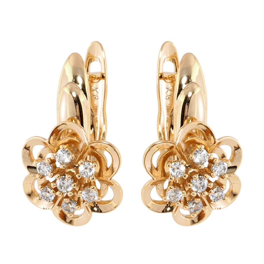 Сережки Xuping Позолота 18K англійський замок Квіточки з цирконієм фото №1