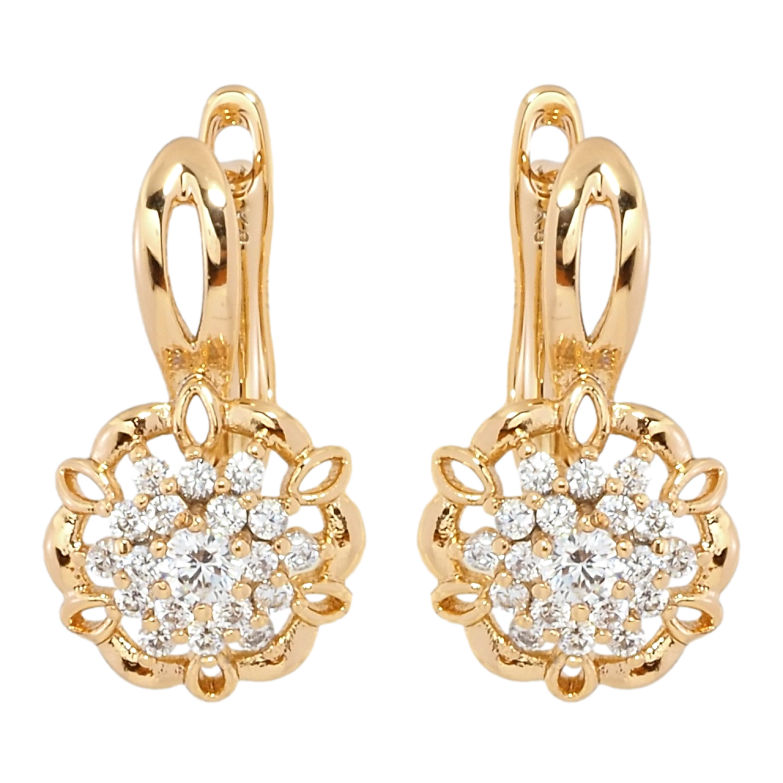 Сережки Xuping Позолота 18K англійський замок Квіточки з цирконієм фото №1