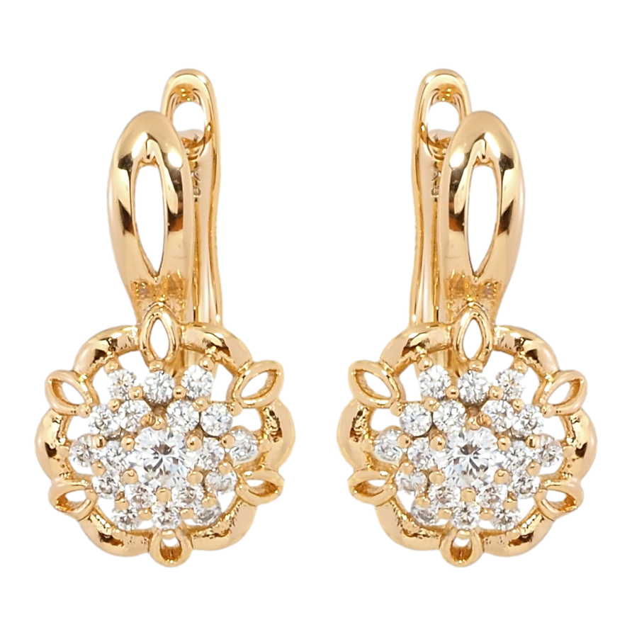 Сережки Xuping Позолота 18K англійський замок Квіточки з цирконієм фото №1