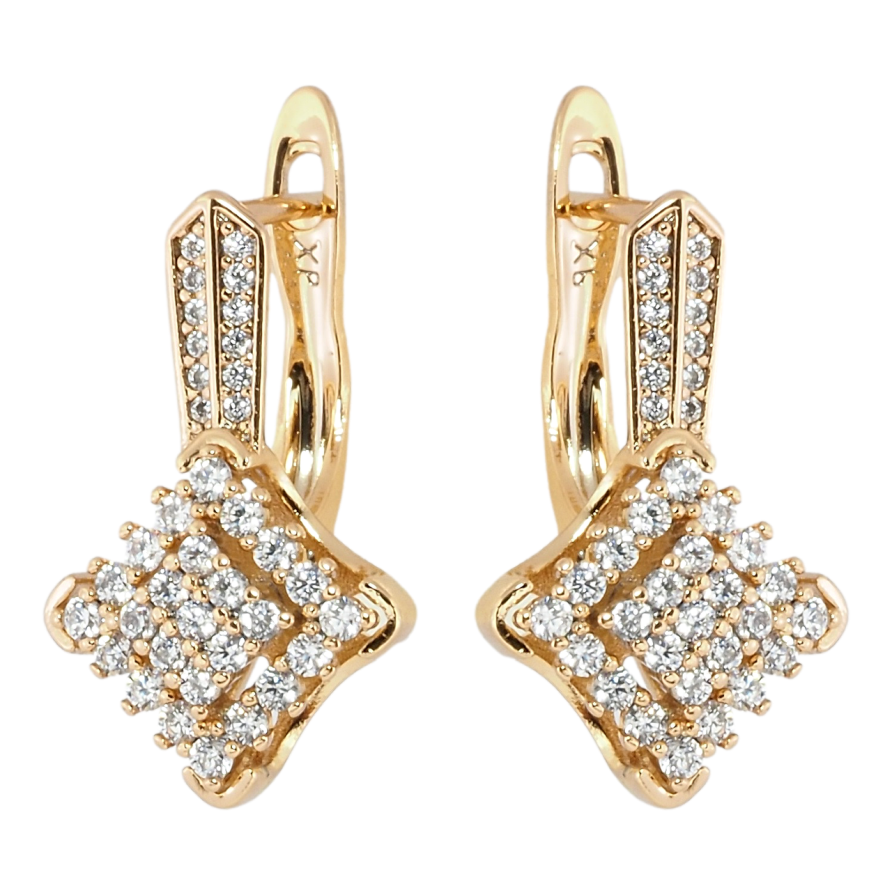 Сережки Xuping Позолота 18K англійський замок Інкрустація цирконієм фото №1
