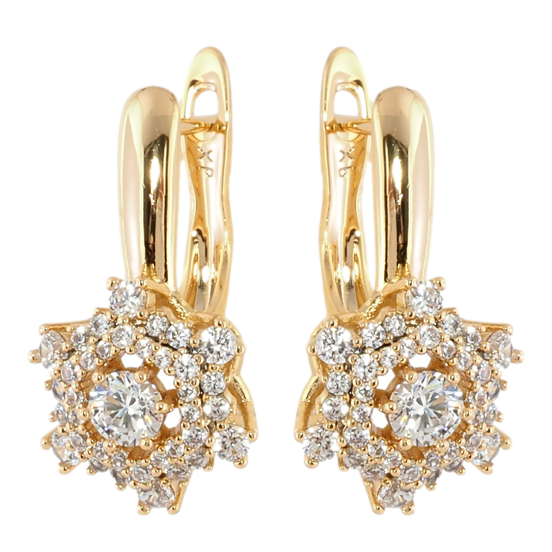 Серьги Xuping Позолота 18K английский замок Декоративные цветочки с цирконием фото №1