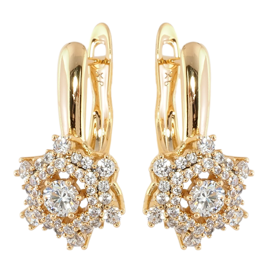 Сережки Xuping Позолота 18K англійський замок Декоративні підвіски з цирконієм фото №1