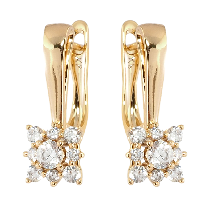 Сережки Xuping Позолота 18K англійський замок Кришталеві квіточки фото №1