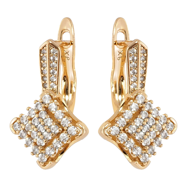 Сережки Xuping Позолота 18K англійський замок Інкрустація цирконієм фото №1