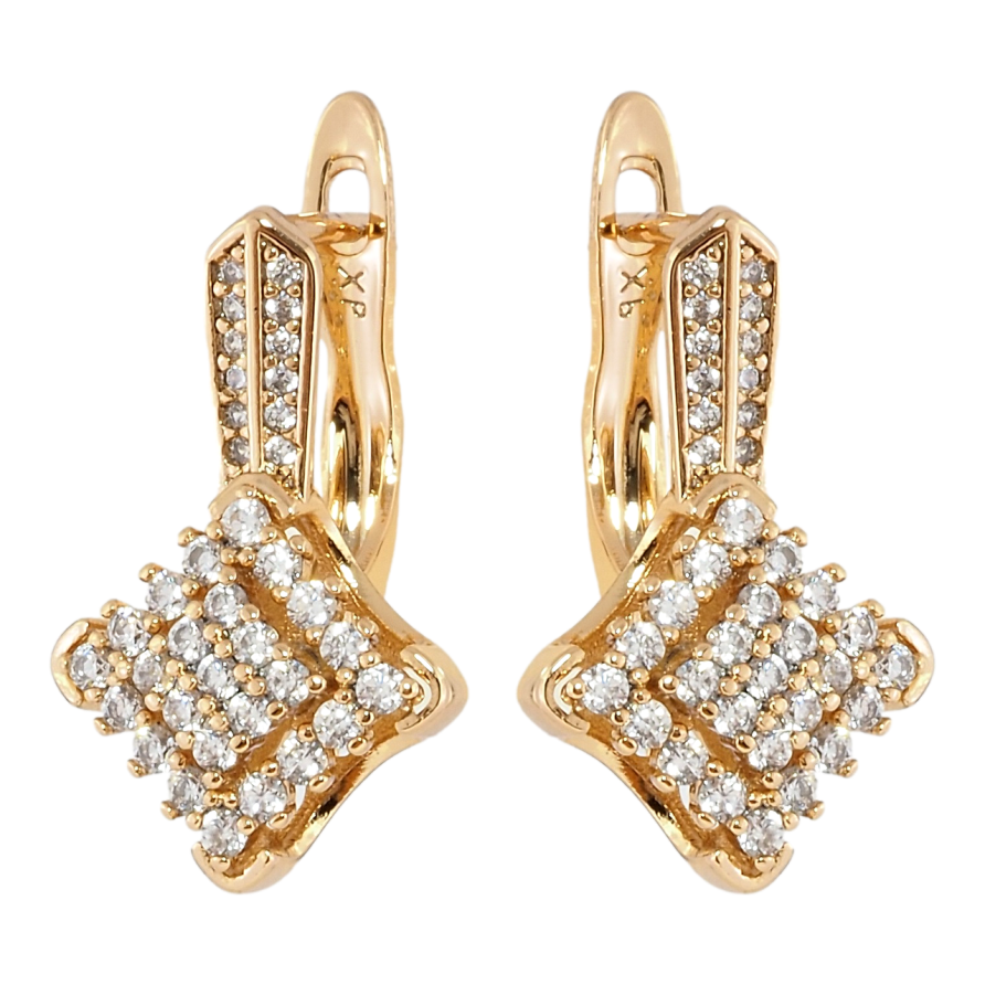 Сережки Xuping Позолота 18K англійський замок Інкрустація цирконієм фото №1