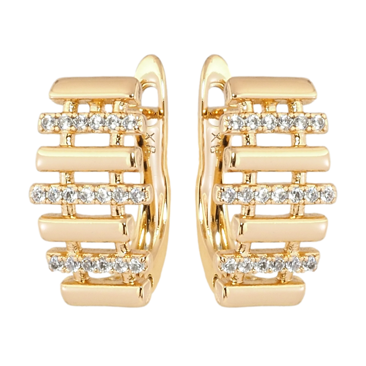 Серьги Xuping Позолота 18K английский замок Узор с дорожками циркония фото №13