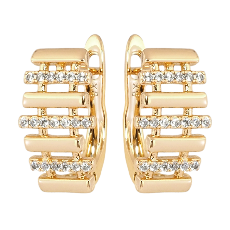 Серьги Xuping Позолота 18K английский замок Узор с дорожками циркония фото №1