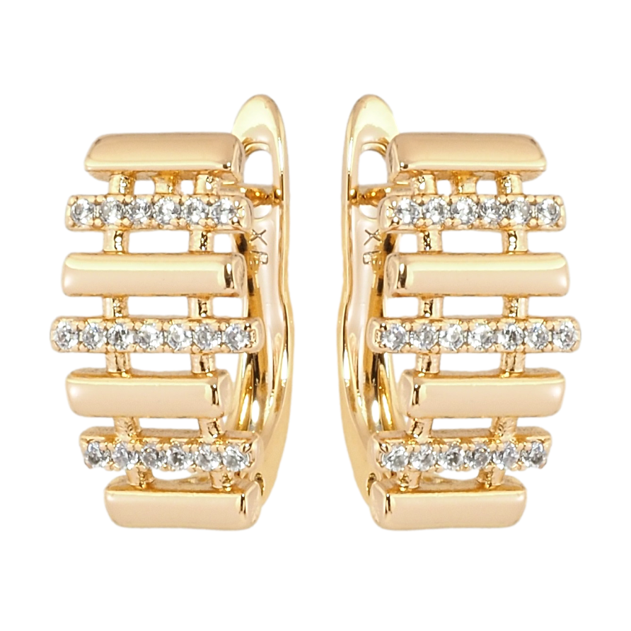 Серьги Xuping Позолота 18K английский замок Узор с дорожками циркония фото №1