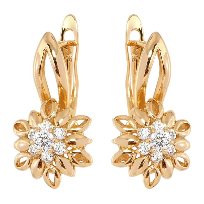 Серьги Xuping Позолота 18K английский замок Цветочки с цирконием фото №1