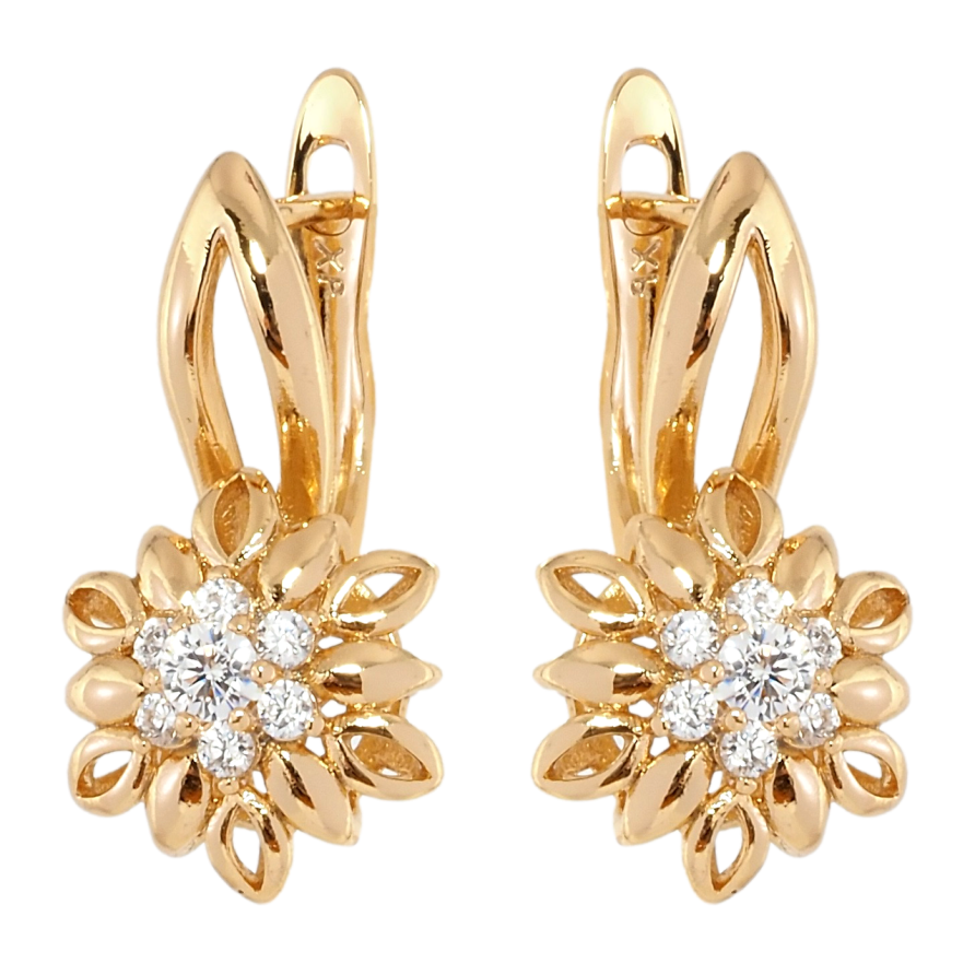 Сережки Xuping Позолота 18K англійський замок Квіточки з цирконієм фото №1