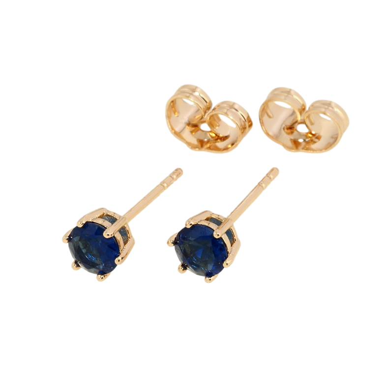 Сережки Xuping Позолота 18K пусети Синій фіаніт у 6-ти крапановій оправі ø 5мм фото №1 Сережки Xuping Позолота 18K пусети Синій фіаніт у 6-ти крапановій оправі ø 5мм фото №1