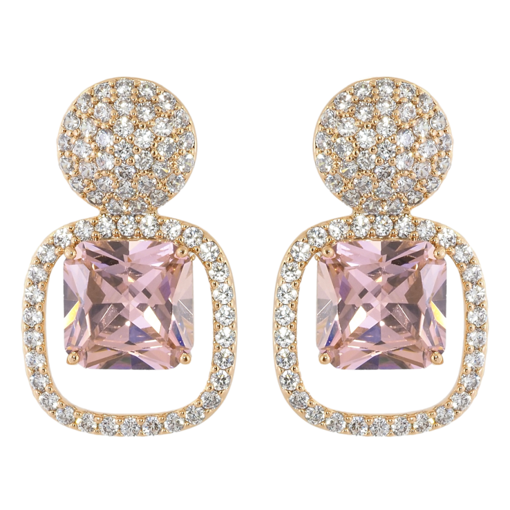 Сережки Xuping Позолота 18K пусети Інкрустація цирконієм з рожевими фіанітами фото №19