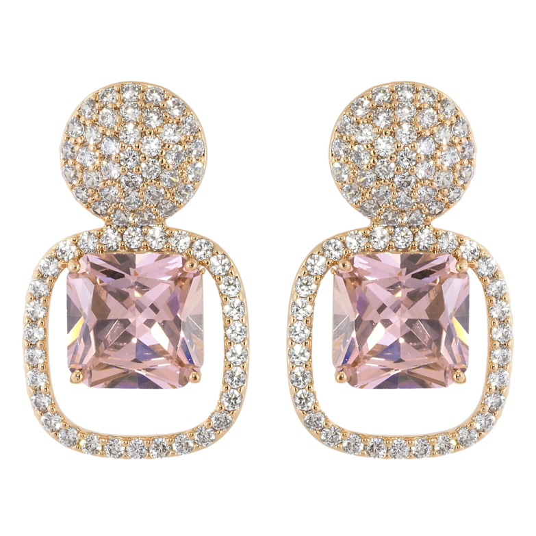 Сережки Xuping Позолота 18K пусети Інкрустація цирконієм з рожевими фіанітами фото №1 Сережки Xuping Позолота 18K пусети Інкрустація цирконієм з рожевими фіанітами фото №1