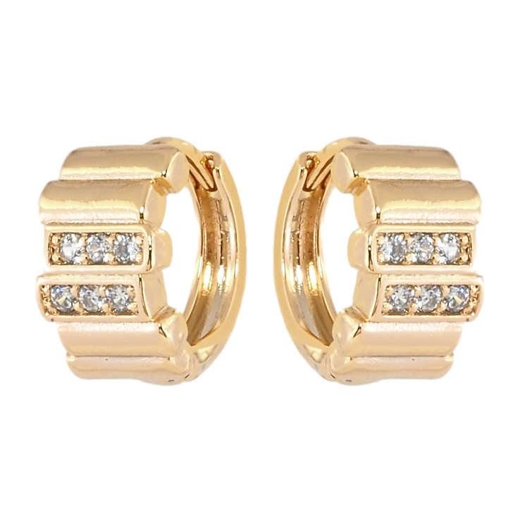 Сережки Xuping Позолота 18K колечка Візерунок з доріжками цирконію фото №7