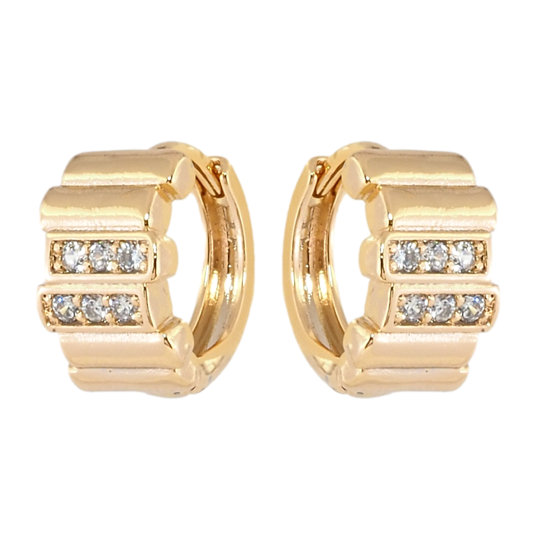 Сережки Xuping Позолота 18K колечка Візерунок з доріжками цирконію фото №2