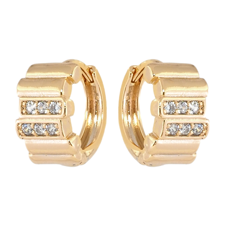 Сережки Xuping Позолота 18K колечка Візерунок з доріжками цирконію фото №1