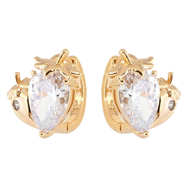 Сережки Xuping Позолота 18K колечка Кришталеві полунички фото №1