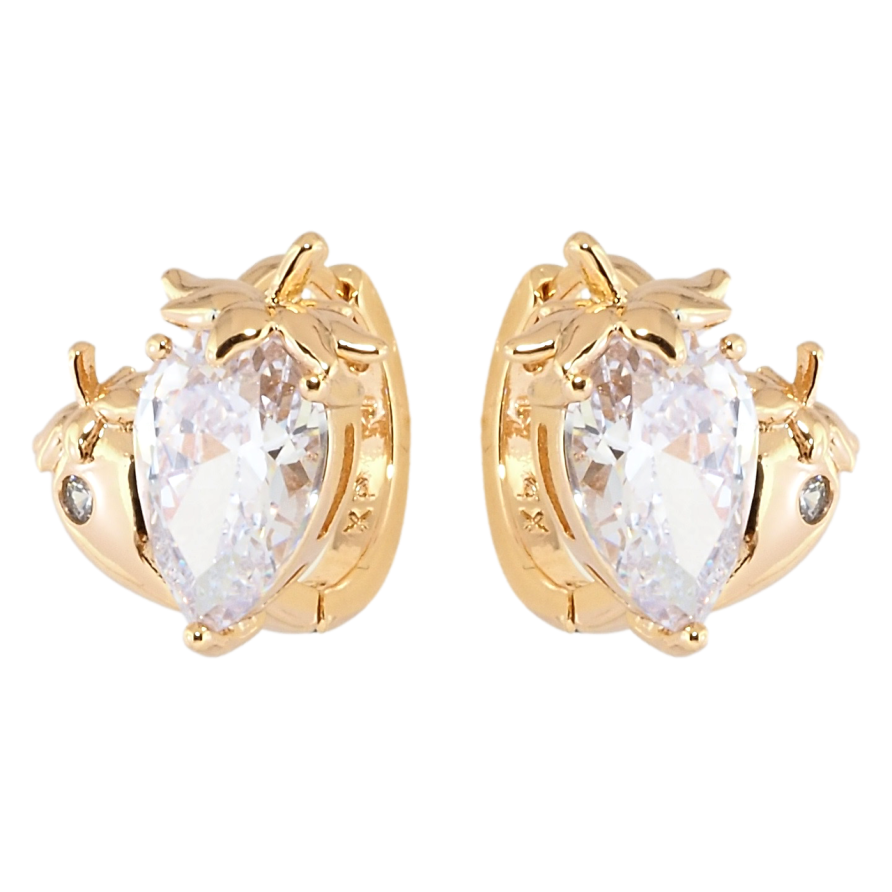 Серьги Xuping Позолота 18K колечки Кристальные клубнички фото №1