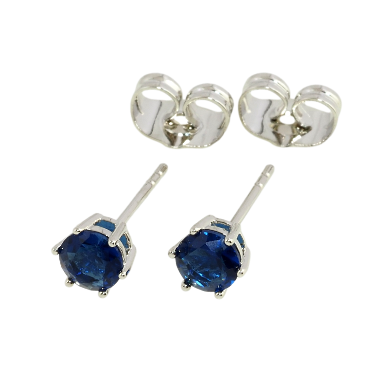 Сережки Xuping Родій пусети Синій фіаніт у 6-ти крапановій оправі ø 5мм фото №1