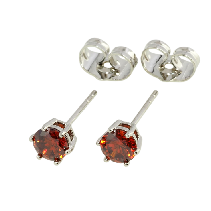 Сережки Xuping Родій пусети Червоний фіаніт у 6-ти крапановій оправі ø 5мм фото №15