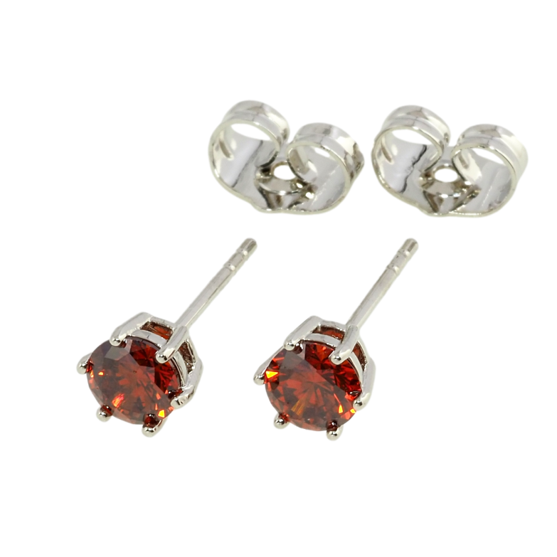 Сережки Xuping Родій пусети Червоний фіаніт у 6-ти крапановій оправі ø 5мм фото №1