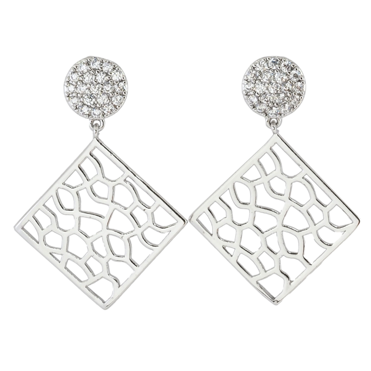 Сережки Xuping Родій пусети Ромбові підвіски фото №18