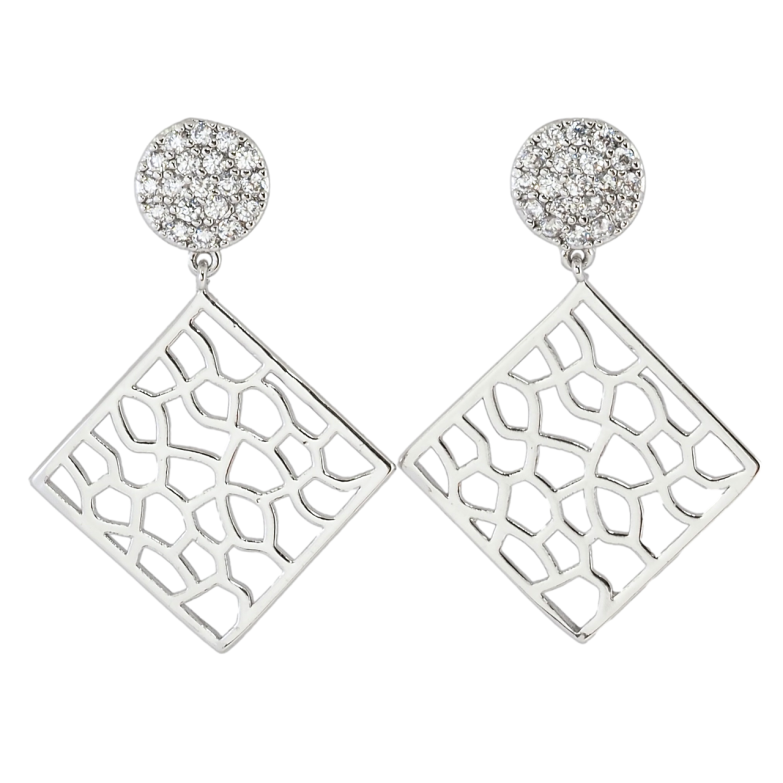 Серьги Xuping Родий пусеты Ромбовые подвески фото №1