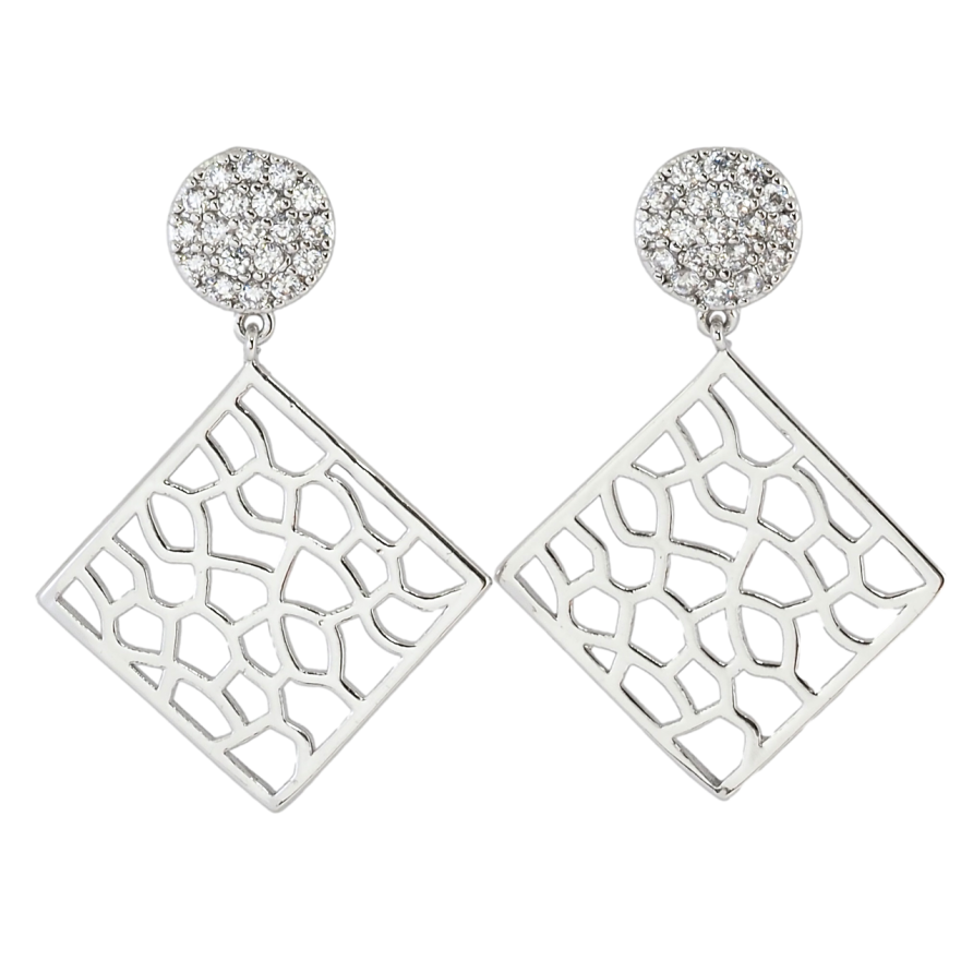 Сережки Xuping Родій пусети Ромбові підвіски фото №1