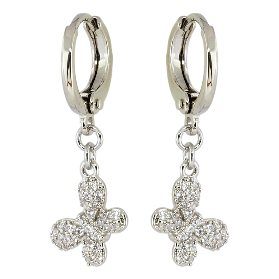 Сережки Xuping Родій підвіски на колечках Метелики з цирконієм фото №1