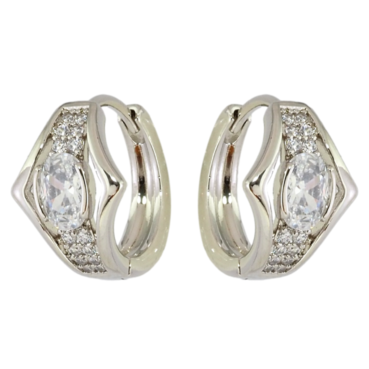 Серьги Xuping Родий колечки Ромбовый узор с цирконием фото №15