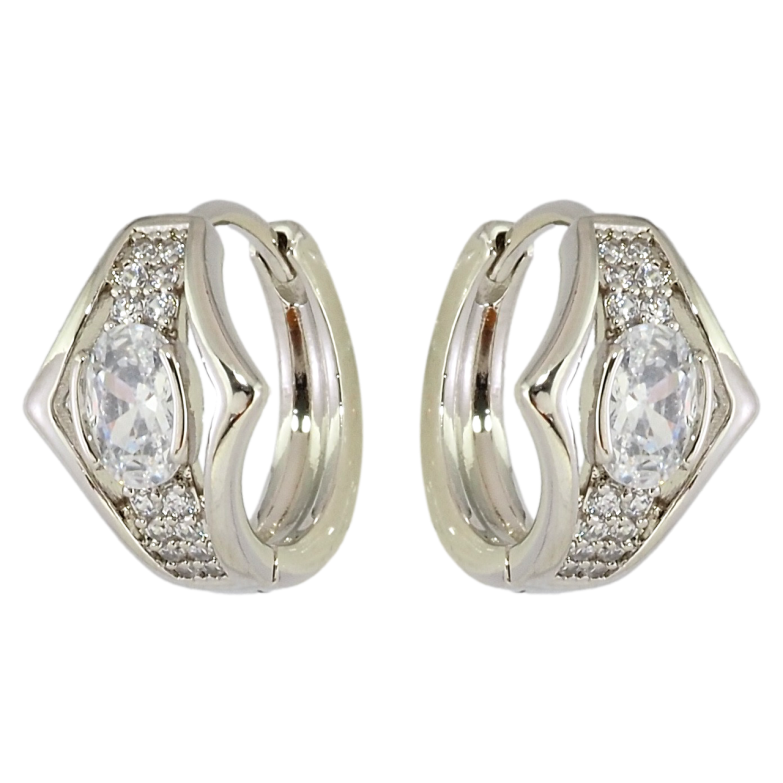 Серьги Xuping Родий колечки Ромбовый узор с цирконием фото №1