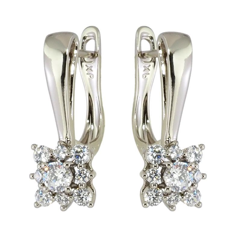 Серьги Xuping Родий английский замок Кристальные цветочки фото №1